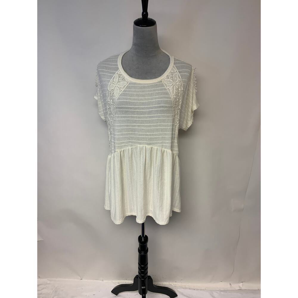 Style & Co Crochet Knit Top Soft Coquette Boho Cottagecore Dainty Womens SZ L